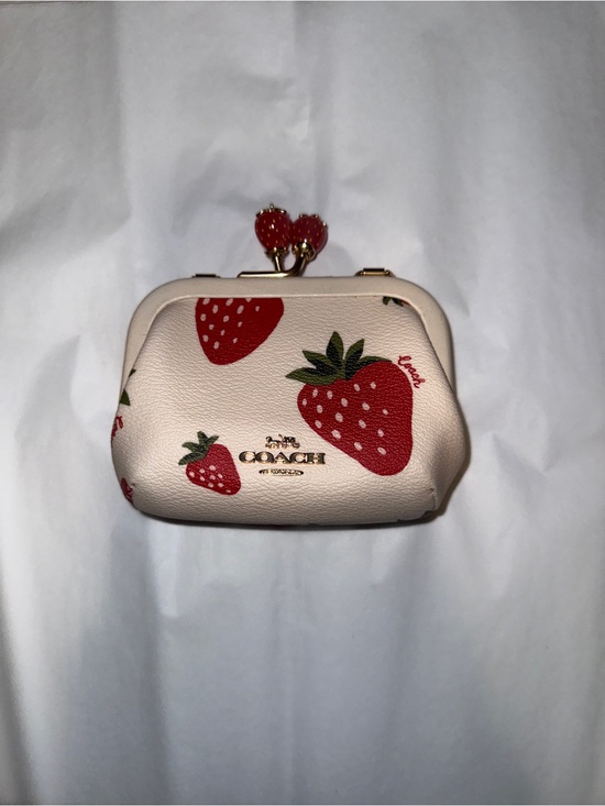 Coach Handbags - COACH Strawberry Kiss-Lock Coin Purse with Chain